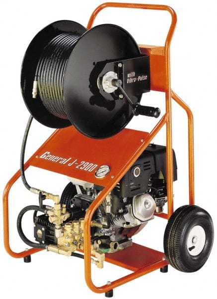General Pipe Cleaners - Gas Jet Battery Drain Cleaning Machine - For 3" to 8" Pipe, 200' Cable - Exact Tooling