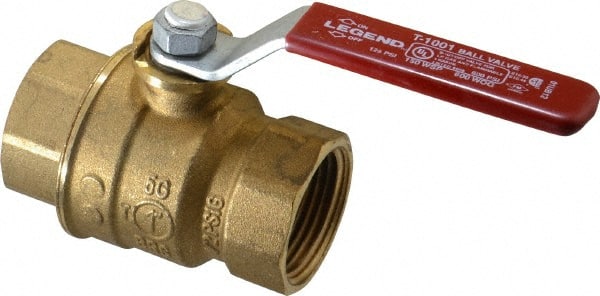 Legend Valve - 1" Pipe, Full Port, Brass Standard Ball Valve - Inline - One Way Flow, FNPT x FNPT Ends, Lever Handle, 600 WOG, 150 WSP - Exact Tooling