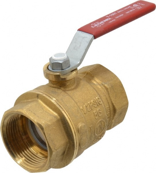 Legend Valve - 1-1/4" Pipe, Full Port, Brass Standard Ball Valve - Inline - One Way Flow, FNPT x FNPT Ends, Lever Handle, 600 WOG, 150 WSP - Exact Tooling