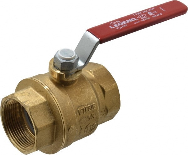 Legend Valve - 1-1/2" Pipe, Full Port, Brass Standard Ball Valve - Inline - One Way Flow, FNPT x FNPT Ends, Lever Handle, 600 WOG, 150 WSP - Exact Tooling