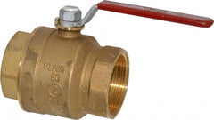 Legend Valve - 2" Pipe, Full Port, Brass Standard Ball Valve - Inline - One Way Flow, FNPT x FNPT Ends, Lever Handle, 600 WOG, 150 WSP - Exact Tooling
