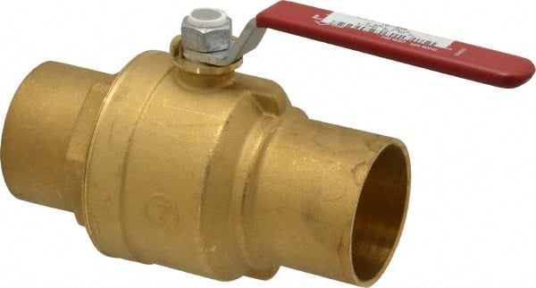 Legend Valve - 2" Pipe, Full Port, Brass Standard Ball Valve - Inline - One Way Flow, Soldered x Soldered Ends, Lever Handle, 600 WOG, 150 WSP - Exact Tooling