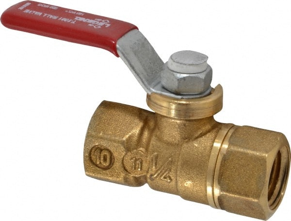 Legend Valve - 1/4" Pipe, Full Port, Brass Standard Ball Valve - Inline - One Way Flow, FNPT x FNPT Ends, Lever Handle, 600 WOG, 150 WSP - Exact Tooling