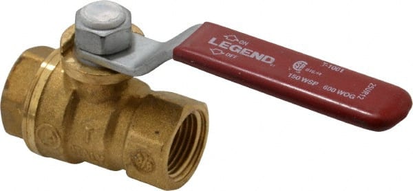 Legend Valve - 3/8" Pipe, Full Port, Brass Standard Ball Valve - Inline - One Way Flow, FNPT x FNPT Ends, Lever Handle, 600 WOG, 150 WSP - Exact Tooling
