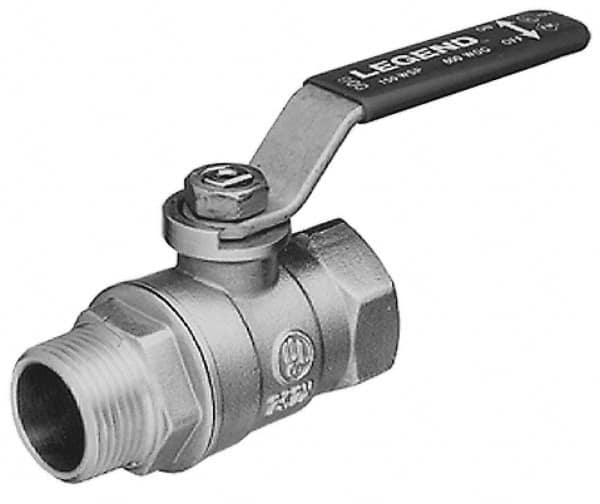 Legend Valve - 1/2" Pipe, Large Port, Brass Standard Ball Valve - Inline - One Way Flow, MNPT x FNPT Ends, Lever Handle, 600 WOG, 150 WSP - Exact Tooling