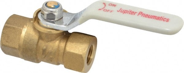 Value Collection - 1/8" Pipe, Standard Port, Brass Standard Ball Valve - Inline - One Way Flow, FNPT x FNPT Ends, Lever Handle, 400 WOG, 125 WSP - Exact Tooling