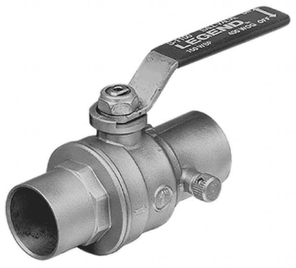 Legend Valve - 1" Pipe, Full Port, Brass Standard Ball Valve - Inline - One Way Flow, Soldered x Soldered Ends, Lever Handle, 500 WOG - Exact Tooling