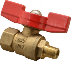 Midwest Control - 1/8" Pipe, Brass Miniature Ball Valve - Inline - One Way Flow, MNPT x FNPT Ends, Tee Handle, 600 WOG, 150 WSP - Exact Tooling