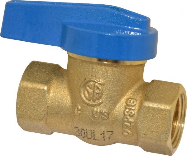 Legend Valve - 3/8" Pipe, Brass, Straight without Side Tap, Gas Ball Valve - 175 psi WOG Rating, Wedge Handle, FNPT x FNPT End Connections, 1 Piece - Exact Tooling