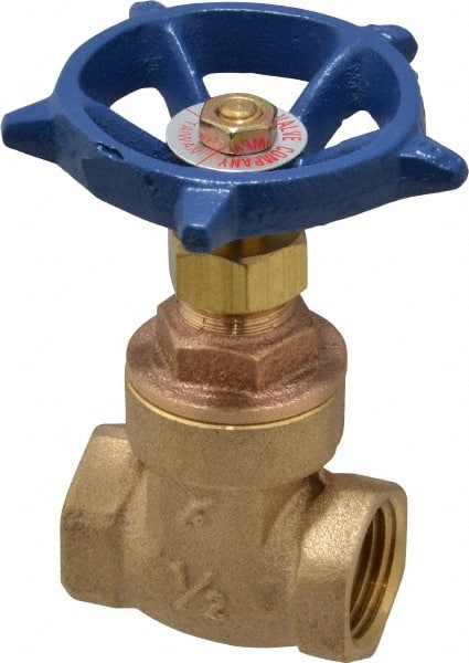 Legend Valve - 1/2" Pipe, Threaded Bronze Solid Wedge Stem Gate Valve - 200 WOG, 125 WSP, Screw-In Bonnet - Exact Tooling