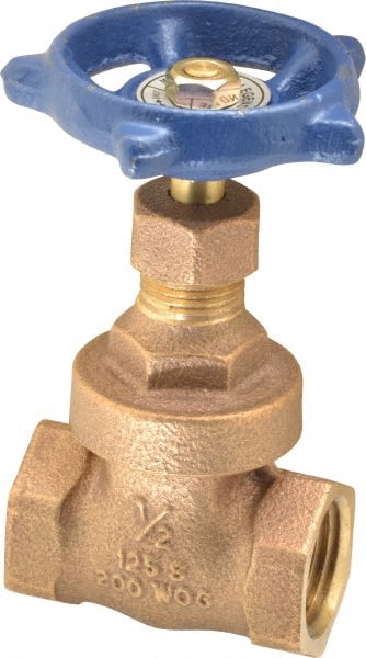 Legend Valve - 1/2" Pipe, Threaded Bronze Solid Wedge Stem Gate Valve - 200 WOG, 125 WSP, Screw Over Bonnet - Exact Tooling