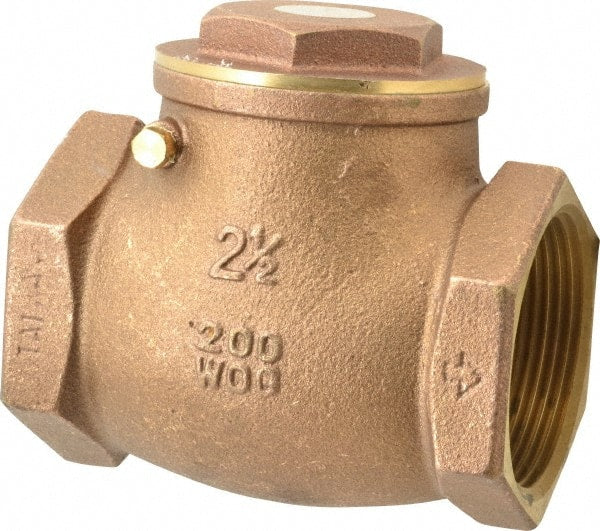 Legend Valve - 2-1/2" Brass Check Valve - Inline, FNPT x FNPT, 200 WOG - Exact Tooling