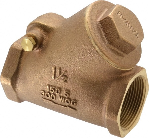 Legend Valve - 1-1/2" Bronze Check Valve - Y-Pattern, FNPT x FNPT, 300 WOG - Exact Tooling
