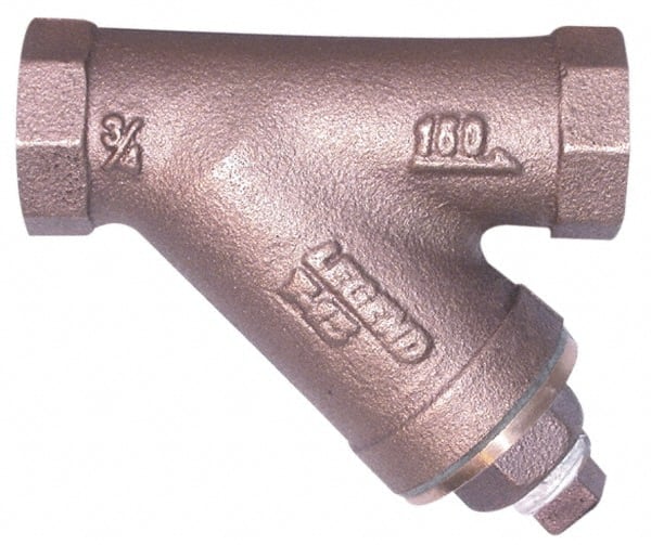 Legend Valve - 1-1/2" Pipe, Female NPT Ends, Lead Free Brass Y-Strainer - 2 psi Pressure Rating, 300 psi WOG Rating, 150 psi WSP Rating - Exact Tooling