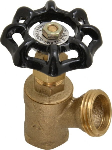 Legend Valve - 1/2 Inch Pipe, Brass, FNPT x GHT End Connection, Boiler Drain Valve - 125 psi WOG Rating, Handwheel Handle - Exact Tooling