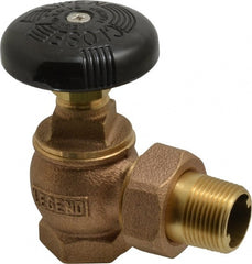 Legend Valve - 3/4" Pipe, 60 psi WOG Rating, FNPT x Male Union End Connections, Handwheel Steam Angle Radiator Valve - 15 psi Steam Pressure Rating, Bronze - Exact Tooling