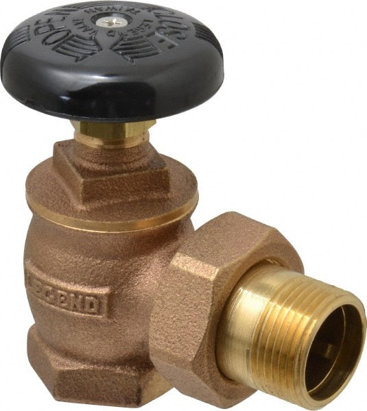 Legend Valve - 1" Pipe, 60 psi WOG Rating, FNPT x Male Union End Connections, Handwheel Steam Angle Radiator Valve - 15 psi Steam Pressure Rating, Bronze - Exact Tooling