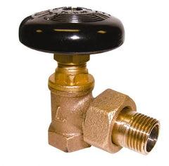 Legend Valve - 1/2" Pipe, 60 psi WOG Rating, FNPT x Male Union End Connections, Handwheel Hot Water Angle Radiator Valve - Bronze - Exact Tooling