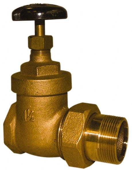Legend Valve - 1/2" Pipe, 200 psi WOG Rating, FNPT x Male Union End Connections, Handwheel Steam Gate Radiator Valve - 125 psi Steam Pressure Rating, Bronze - Exact Tooling