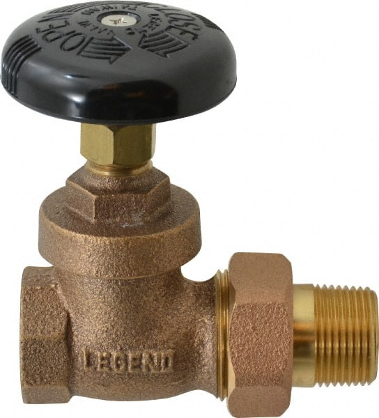 Legend Valve - 3/4" Pipe, 200 psi WOG Rating, FNPT x Male Union End Connections, Handwheel Steam Gate Radiator Valve - 125 psi Steam Pressure Rating, Bronze - Exact Tooling