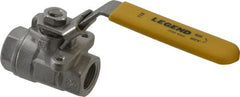 Legend Valve - 3/8" Pipe, Large Port, Stainless Steel Standard Ball Valve - 2 Piece, Inline - One Way Flow, FNPT x FNPT Ends, Locking Lever Handle, 2,000 WOG, 150 WSP - Exact Tooling