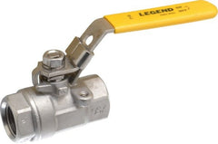 Legend Valve - 1/2" Pipe, Large Port, Stainless Steel Standard Ball Valve - 2 Piece, Inline - One Way Flow, FNPT x FNPT Ends, Locking Lever Handle, 2,000 WOG, 150 WSP - Exact Tooling