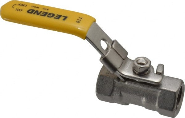 Legend Valve - 1/4" Pipe, Standard Port, Stainless Steel Standard Ball Valve - 1 Piece, Inline - One Way Flow, FNPT x FNPT Ends, Locking Lever Handle, 800 WOG, 150 WSP - Exact Tooling