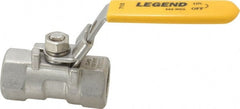 Legend Valve - 1/2" Pipe, Standard Port, Stainless Steel Standard Ball Valve - 1 Piece, Inline - One Way Flow, FNPT x FNPT Ends, Locking Lever Handle, 800 WOG, 150 WSP - Exact Tooling