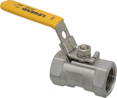 Legend Valve - 3/4" Pipe, Standard Port, Stainless Steel Standard Ball Valve - 1 Piece, Inline - One Way Flow, FNPT x FNPT Ends, Locking Lever Handle, 800 WOG, 150 WSP - Exact Tooling