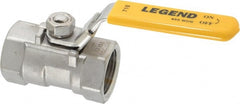 Legend Valve - 1" Pipe, Standard Port, Stainless Steel Standard Ball Valve - 1 Piece, Inline - One Way Flow, FNPT x FNPT Ends, Locking Lever Handle, 800 WOG, 150 WSP - Exact Tooling