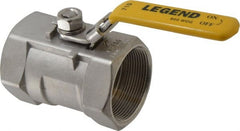 Legend Valve - 2" Pipe, Standard Port, Stainless Steel Standard Ball Valve - 1 Piece, Inline - One Way Flow, FNPT x FNPT Ends, Locking Lever Handle, 800 WOG, 150 WSP - Exact Tooling