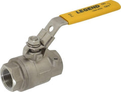 Legend Valve - 3/4" Pipe, Full Port, Stainless Steel Standard Ball Valve - 2 Piece, Inline - One Way Flow, FNPT x FNPT Ends, Locking Lever Handle, 1,000 WOG, 150 WSP - Exact Tooling