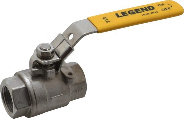 Legend Valve - 1" Pipe, Full Port, Stainless Steel Standard Ball Valve - 2 Piece, Inline - One Way Flow, FNPT x FNPT Ends, Locking Lever Handle, 1,000 WOG, 150 WSP - Exact Tooling