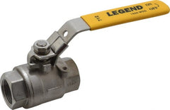 Legend Valve - 1" Pipe, Full Port, Stainless Steel Standard Ball Valve - 2 Piece, Inline - One Way Flow, FNPT x FNPT Ends, Locking Lever Handle, 1,000 WOG, 150 WSP - Exact Tooling
