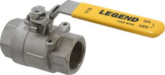 Legend Valve - 1-1/4" Pipe, Full Port, Stainless Steel Standard Ball Valve - 2 Piece, Inline - One Way Flow, FNPT x FNPT Ends, Locking Lever Handle, 1,000 WOG, 150 WSP - Exact Tooling