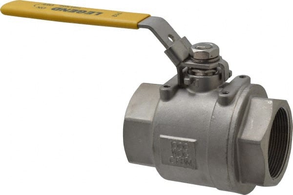 Legend Valve - 2" Pipe, Full Port, Stainless Steel Standard Ball Valve - 2 Piece, Inline - One Way Flow, FNPT x FNPT Ends, Locking Lever Handle, 1,000 WOG, 150 WSP - Exact Tooling