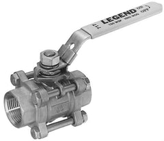 Legend Valve - 3/4" Pipe, Full Port, Stainless Steel Standard Ball Valve - 3 Piece, Inline - One Way Flow, FNPT x FNPT Ends, Locking Lever Handle, 1,000 WOG, 150 WSP - Exact Tooling