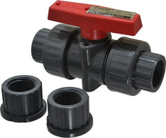 Legend Valve - 3/4" Pipe, Full Port, PVC True Union Design Ball Valve - Inline - One Way Flow, FNPT x Solvent Ends, Tee Handle, 150 WOG - Exact Tooling