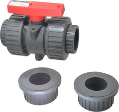 Legend Valve - 2" Pipe, Full Port, PVC True Union Design Ball Valve - Inline - One Way Flow, FNPT x Solvent Ends, Tee Handle, 150 WOG - Exact Tooling