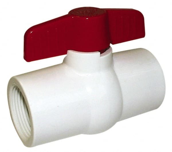 Legend Valve - 2-1/2" Pipe, Full Port, PVC Miniature Ball Valve - Inline - One Way Flow, FNPT x FNPT Ends, Tee Handle, 150 WOG - Exact Tooling