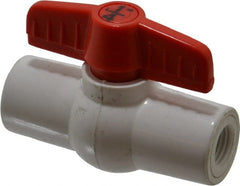 Legend Valve - 1/4" Pipe, Full Port, PVC Miniature Ball Valve - Inline - One Way Flow, FNPT x FNPT Ends, Tee Handle, 150 WOG - Exact Tooling