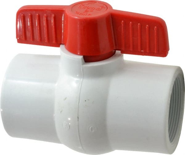 Legend Valve - 2" Pipe, Full Port, PVC Miniature Ball Valve - Inline - One Way Flow, FNPT x FNPT Ends, Tee Handle, 150 WOG - Exact Tooling