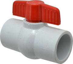 Legend Valve - 1-1/2" Pipe, Full Port, PVC Miniature Ball Valve - Inline - One Way Flow, Solvent x Solvent Ends, Tee Handle, 150 WOG - Exact Tooling