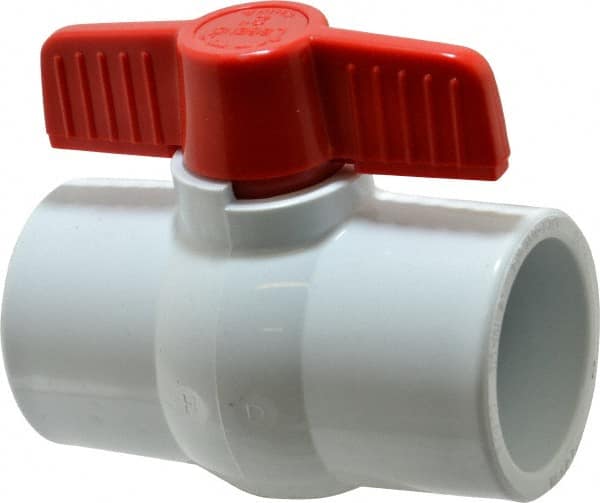 Legend Valve - 2" Pipe, Full Port, PVC Miniature Ball Valve - Inline - One Way Flow, Solvent x Solvent Ends, Tee Handle, 150 WOG - Exact Tooling