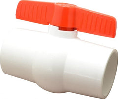 Legend Valve - 3" Pipe, Full Port, PVC Miniature Ball Valve - Inline - One Way Flow, Solvent x Solvent Ends, Tee Handle, 150 WOG - Exact Tooling