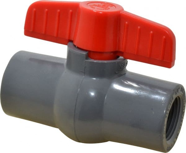 Legend Valve - 3/4" Pipe, Full Port, PVC Miniature Ball Valve - Inline - One Way Flow, FNPT x FNPT Ends, Tee Handle, 150 WOG - Exact Tooling