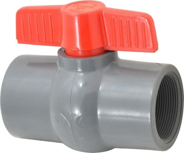 Legend Valve - 2" Pipe, Full Port, PVC Miniature Ball Valve - Inline - One Way Flow, FNPT x FNPT Ends, Tee Handle, 150 WOG - Exact Tooling