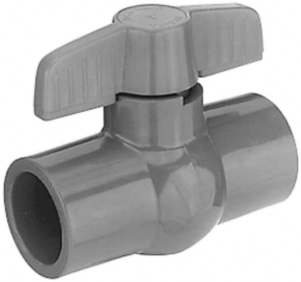 Legend Valve - 1-1/4" Pipe, Full Port, PVC Miniature Ball Valve - Inline - One Way Flow, Solvent x Solvent Ends, Tee Handle, 150 WOG - Exact Tooling