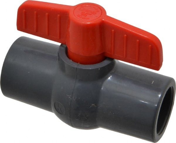 Legend Valve - 3/4" Pipe, Full Port, PVC Miniature Ball Valve - Inline - One Way Flow, Solvent x Solvent Ends, Tee Handle, 150 WOG - Exact Tooling