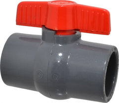 Legend Valve - 2" Pipe, Full Port, PVC Miniature Ball Valve - Inline - One Way Flow, Solvent x Solvent Ends, Tee Handle, 150 WOG - Exact Tooling